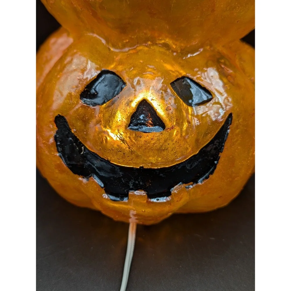 VTG? Halloween Fiberglass Pumpkin Totem Lamp Light 16 in
